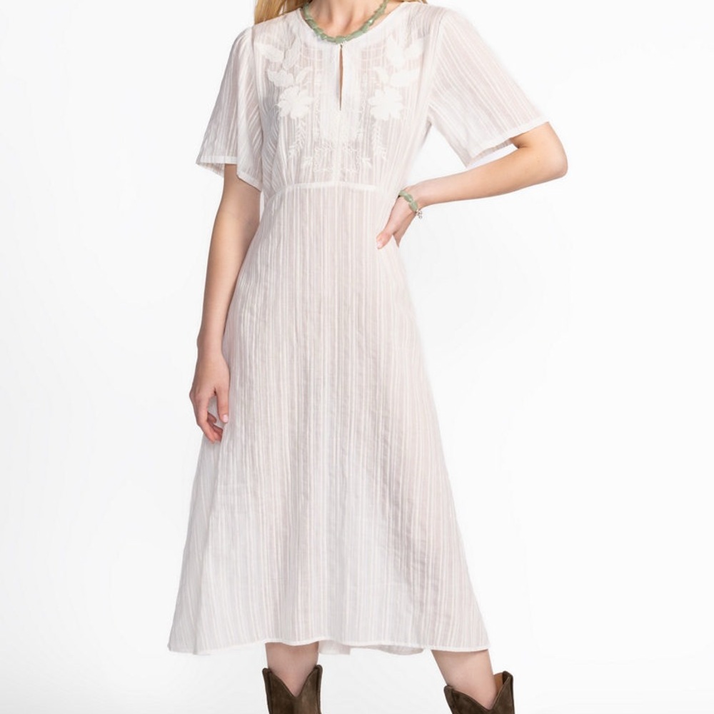 Johnny Was Calme Mirah Effortless Dress Embroidered Gold Metallic Dress XXL
